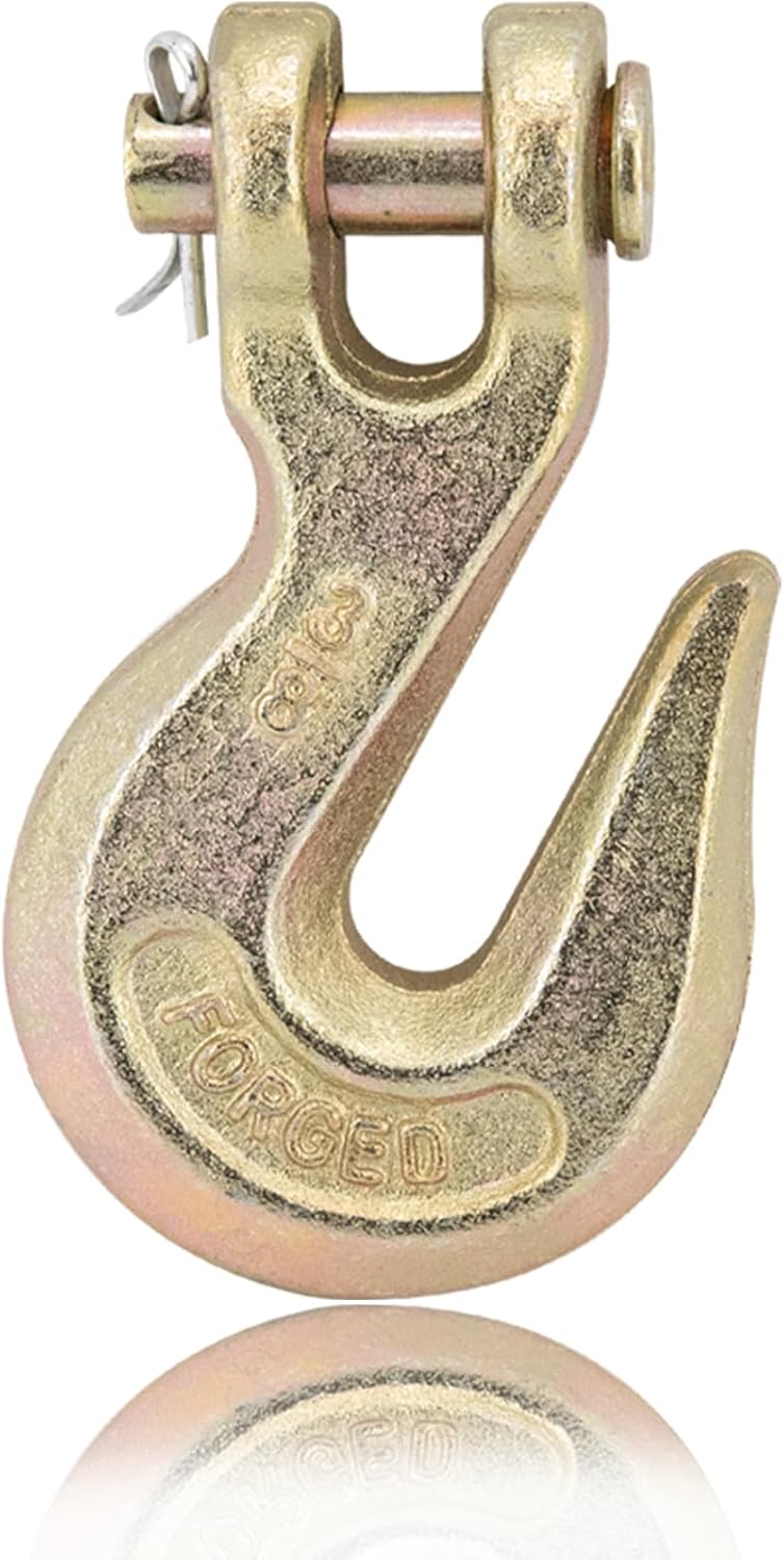 V-chen 3/8" Chain Hook Clevis Grab Hook, Grade 70 Forged Steel Alloy Clevis Hooks, Heavy Duty Chain Hook for Trailer Truck Transport - 7500 LBS Capacity (1 Pack) - Image 1